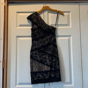 Bebe Lace One Shoulder Dress